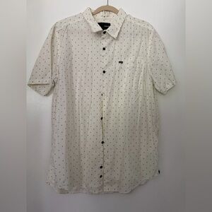 Hurley Cream and Black Polka Dot Short Sleeve Shirt